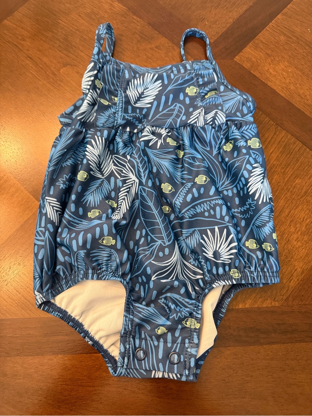 Carter's Navy Tropical Leaf & Fish One-Piece Swimsuit